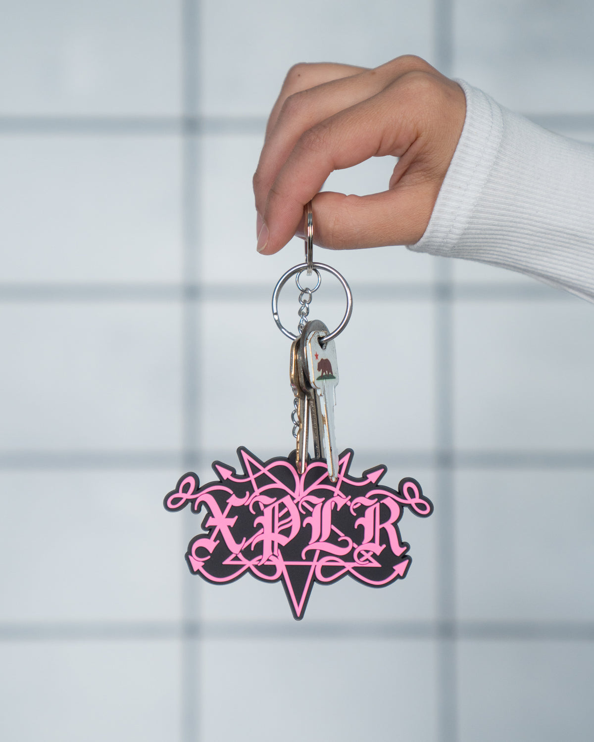 Hex Flame Rubber Keychain