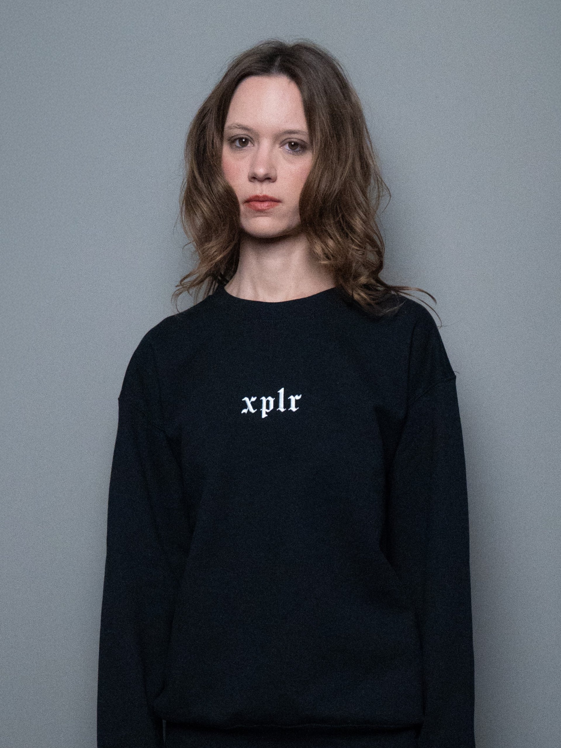 Embroidered Gothic Logo Crewneck