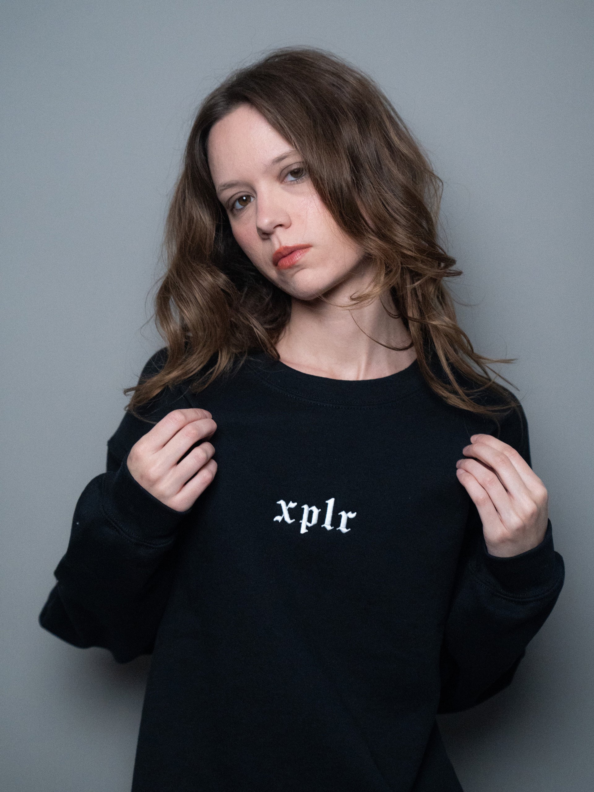Embroidered Gothic Logo Crewneck